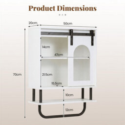 3-Tier Storage Bathroom Wall Cabinet Industrial Design With Towel Rack White - thumbnail 2