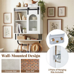 3-Tier Storage Bathroom Wall Cabinet Industrial Design With Towel Rack White - thumbnail 6