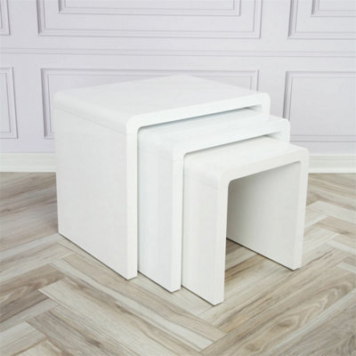 Nest Tables Set Of 3 White Side End Living Room Furniture Nesting - image 1