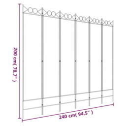 Walplus 6-Panel Room Divider White 240X200 Cm Fabric - thumbnail 8