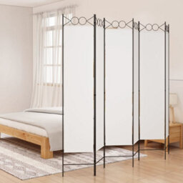 Walplus 6-Panel Room Divider White 240X200 Cm Fabric