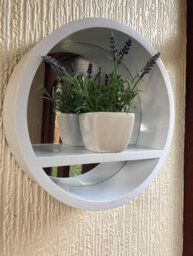 Biznest Home Stuff Retro Round Porthole Mirror With Shelf Bathroom Deep Mirror Shelf 31Cm White