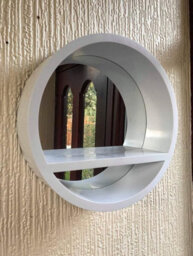 Biznest Home Stuff Retro Round Porthole Mirror With Shelf Bathroom Deep Mirror Shelf 31Cm White - thumbnail 2