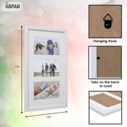"Arpan Mdf Multi Aperture Photo Frame 3 Aperture 6X4 Or 4X6"" White" - thumbnail 4