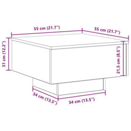 Berkfield Black Oak Coffee Table 55X55X31 Cm Made From Engineered Wood - thumbnail 9