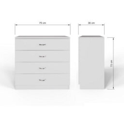 Fwstyle Promo White 4 Drawer Chest Of Drawers (H) 72Cm (W) 75Cm (D) 36Cm - thumbnail 7