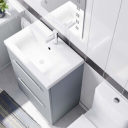 Nes Home 600mm Matte Grey Drawers Basin Vanity Unit Square Close Coupled Toilet - thumbnail 5