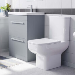 Nes Home 600mm Matte Grey Drawers Basin Vanity Unit Square Close Coupled Toilet - thumbnail 2