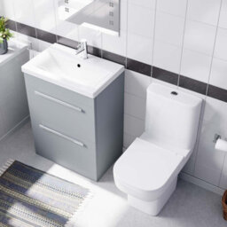 Nes Home 600mm Matte Grey Drawers Basin Vanity Unit Square Close Coupled Toilet - thumbnail 3