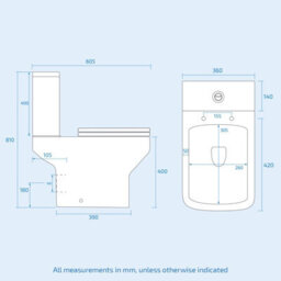 Nes Home 600mm Matte Grey Drawers Basin Vanity Unit Square Close Coupled Toilet - thumbnail 8
