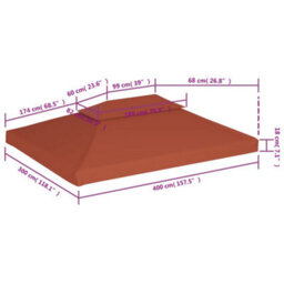 Walplus 2-Tier Gazebo Top Cover 310 G/ma 4X3 M Terracotta - thumbnail 6