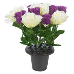 Urbn-Living Urbnliving 30Cm Height Rose Purple & White Assorted Style Mini Flowerpots In Black Planter - thumbnail 1