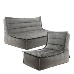 icon Dolce Velvet Xl Bean Bag Sofa & Lounger Set Grey Bean Bag Chair