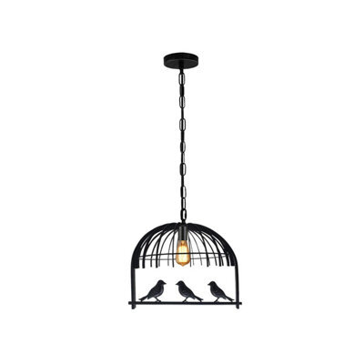 Ledsone Industrial Pendant Light Hanging Bird Cage Pendant Lights E27 Base Vintage Adjustable Pendant Lamp Black - image 1