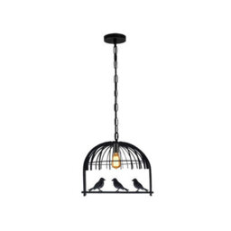Ledsone Industrial Pendant Light Hanging Bird Cage Pendant Lights E27 Base Vintage Adjustable Pendant Lamp Black - thumbnail 1
