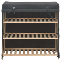 Berkfield Shoe Cabinet With Cover Grey 79X40X80 Cm Fabric - thumbnail 2