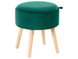Wyld And Coco Velvet Upholstered Stool In Emerald Green With Tray Top And Storage, W39 X D39 X H43Cm - thumbnail 2
