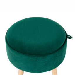 Wyld And Coco Velvet Upholstered Stool In Emerald Green With Tray Top And Storage, W39 X D39 X H43Cm - thumbnail 6