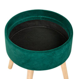Wyld And Coco Velvet Upholstered Stool In Emerald Green With Tray Top And Storage, W39 X D39 X H43Cm - thumbnail 7