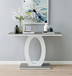 Furniturebox Uk Giovani Grey White High Gloss Glass Console Coffee End Side Table Set - thumbnail 5