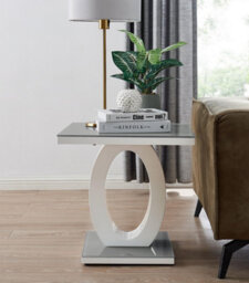 Furniturebox Uk Giovani Grey White High Gloss Glass Console Coffee End Side Table Set - thumbnail 8