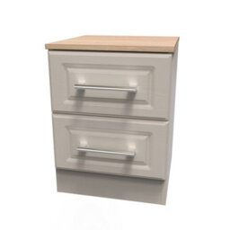 Sevilla Ready Assembled Matt Beige Light Oak Effect 2 Drawer Bedside Chest (H)505mm (W)395mm (D)415mm - thumbnail 1