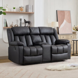 Sheridan 2 Seat Recliner Sofa With Central Console - Black - thumbnail 3