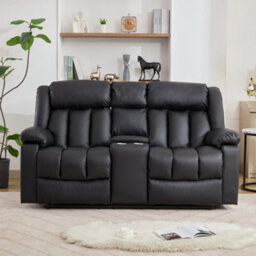Sheridan 2 Seat Recliner Sofa With Central Console - Black