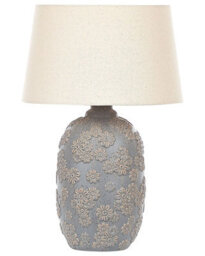 Beliani Grey Beige Ceramic Daisy Table Lamp With Beige Empire Shade 46Cm - thumbnail 2