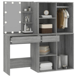 Berkfield Led Dressing Table With Cabinets Grey Sonoma Engineered Wood - thumbnail 5