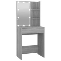 Berkfield Led Dressing Table With Cabinets Grey Sonoma Engineered Wood - thumbnail 8