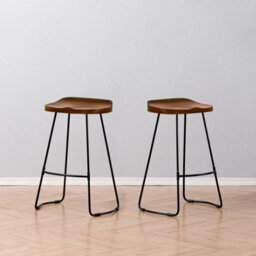 MH London Lara Set Of Two Saddle Seat Kitchen & Breakfast Counter Bar Stools - Walnut - thumbnail 3