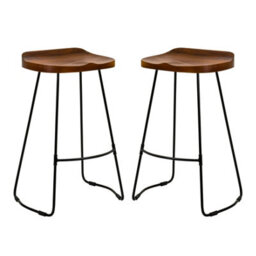 MH London Lara Set Of Two Saddle Seat Kitchen & Breakfast Counter Bar Stools - Walnut - thumbnail 4