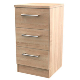 Brindisi Ready Assembled Matt Oak Effect 3 Drawer Bedside Table (H)695mm (W)395mm (D)415mm - thumbnail 1