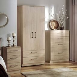 Brindisi Ready Assembled Matt Oak Effect 3 Drawer Bedside Table (H)695mm (W)395mm (D)415mm - thumbnail 2