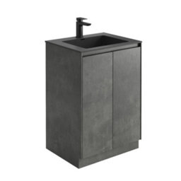 Plum&clay Rigel Concrete Grey Floor Standing Bathroom Vanity Unit With Black Basin (W)600mm (H)850mm - thumbnail 2