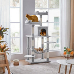 Light Gray 149Cm H Cat Tree, Cat Tower For Indoors Cats W/large Perch&condos - thumbnail 6