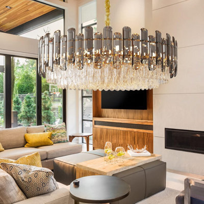 Vrygle Heavy Duty Crystal Ceiling Light 80Cm Round Large Chandelier Hotel Stair Light - image 1
