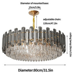 Vrygle Heavy Duty Crystal Ceiling Light 80Cm Round Large Chandelier Hotel Stair Light - thumbnail 2