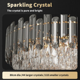 Vrygle Heavy Duty Crystal Ceiling Light 80Cm Round Large Chandelier Hotel Stair Light - thumbnail 3