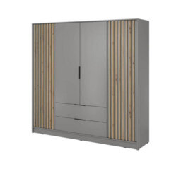 Arte Nelly Contemporary Hinged 4 Door Wardrobe Grey 2 Drawers 8 Shelves 1 Hanging Rail Lamela Decor (H)2000mm (W)2060mm (D)510mm - thumbnail 2