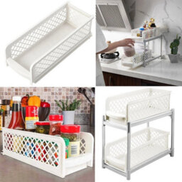 Bathroom Storage Rack 2 Tier Drawer Basket Tray Desktop Shower - thumbnail 6
