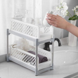Bathroom Storage Rack 2 Tier Drawer Basket Tray Desktop Shower - thumbnail 4