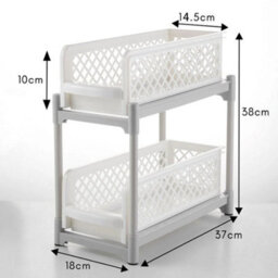 Bathroom Storage Rack 2 Tier Drawer Basket Tray Desktop Shower - thumbnail 2