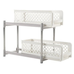 Bathroom Storage Rack 2 Tier Drawer Basket Tray Desktop Shower - thumbnail 3
