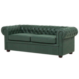 Beliani Sofa 3 Seater Chesterfield Faux Leather Green - thumbnail 4