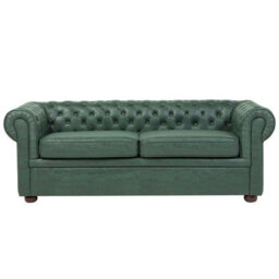 Beliani Sofa 3 Seater Chesterfield Faux Leather Green