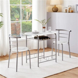 Dining Room Table Set 3 Piece Breakfast Bar Table Set Kitchen Table And 2 Chairs - thumbnail 3