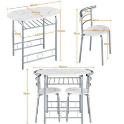 Dining Room Table Set 3 Piece Breakfast Bar Table Set Kitchen Table And 2 Chairs - thumbnail 2