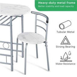 Dining Room Table Set 3 Piece Breakfast Bar Table Set Kitchen Table And 2 Chairs - thumbnail 5